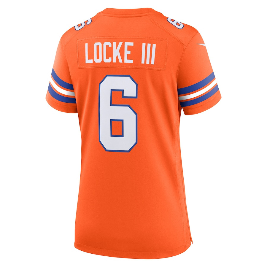 P.J. Locke III 6 Denver Broncos Mile High Collection 1977 Throwback Player Game Orange NFL Jersey Women's
