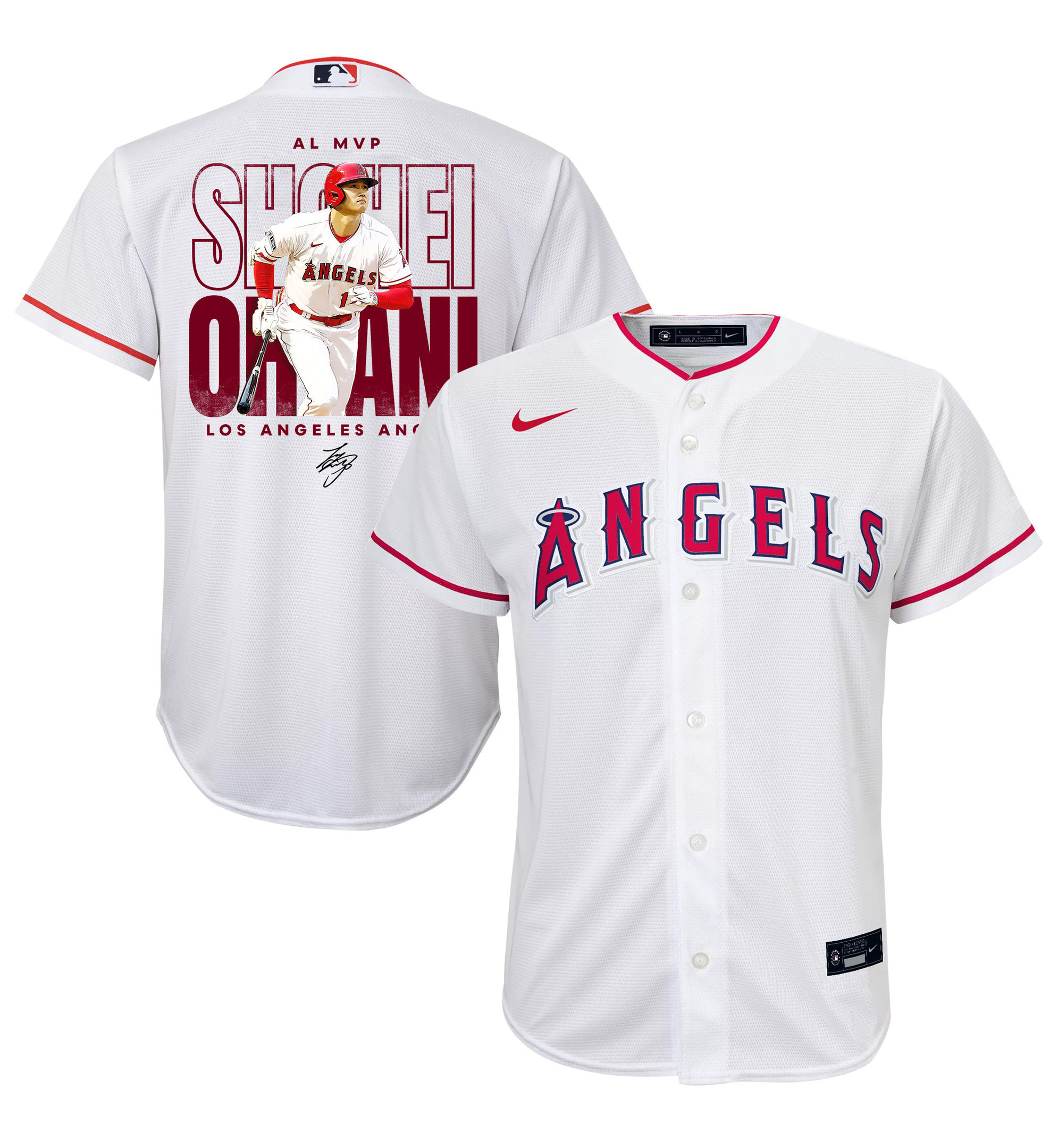Shohei Ohtani 17 Los Angeles Angels Signed Name 2023 Home Player White MLB Jersey Youth