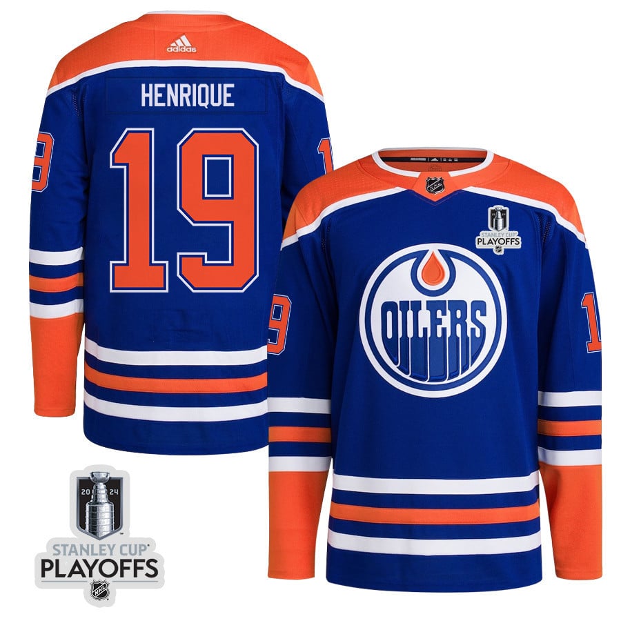 Adam Henrique 19 Edmonton Oilers 2024 Playoffs Patch Home Men NHL Jersey Men's