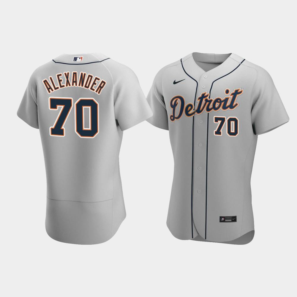 Tyler Alexander 70 Detroit Tigers Gray Road MLB Jersey Men's