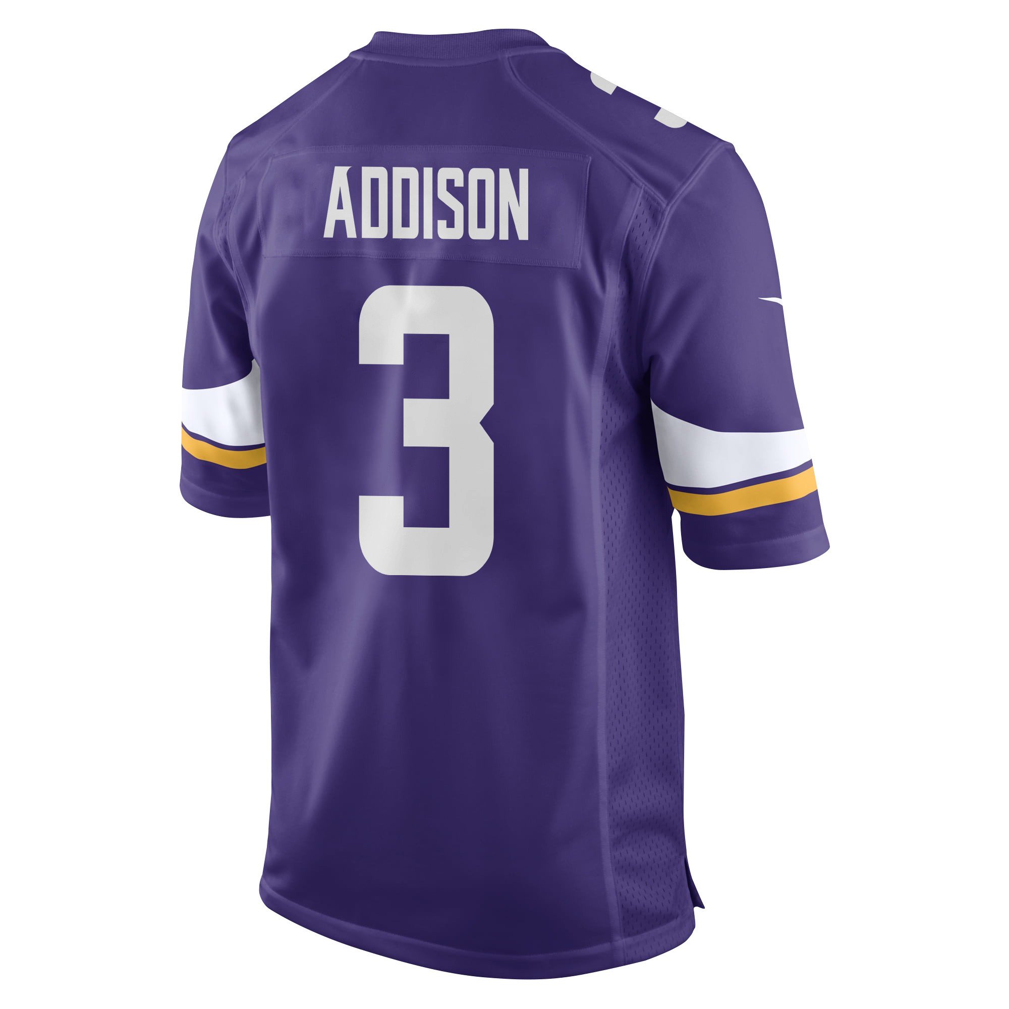 Jordan Addison 3 Minnesota Vikings Super Bowl LIX New Orleans Patch Game Purple NFL Jersey Men's