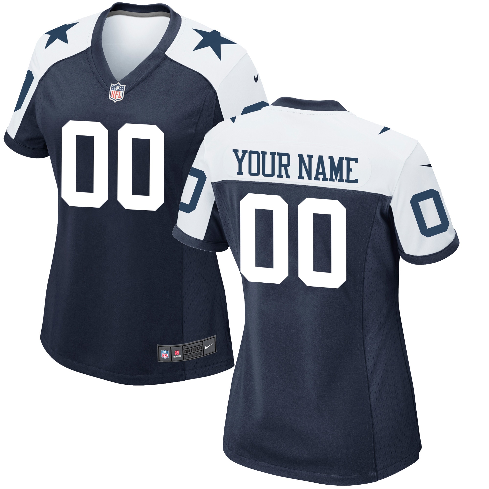Navy Dallas Cowboys Alternate Custom Game NFL Jersey Women's