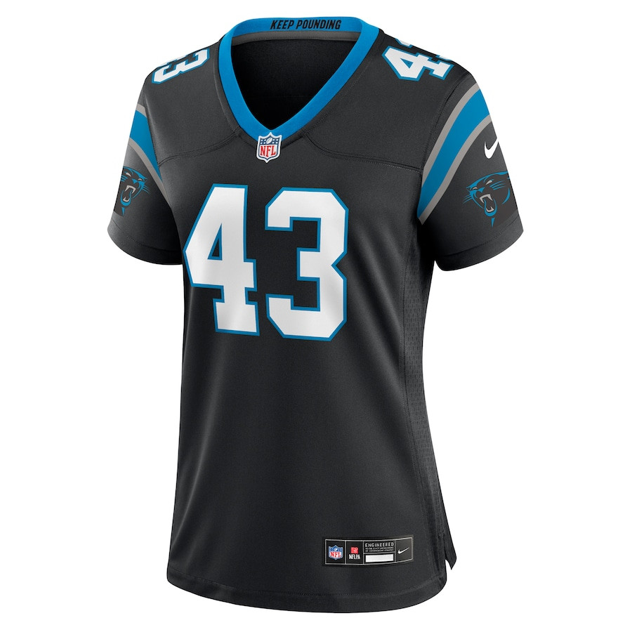 Luiji Vilain 43 Carolina Panthers Game Black NFL Jersey Women's