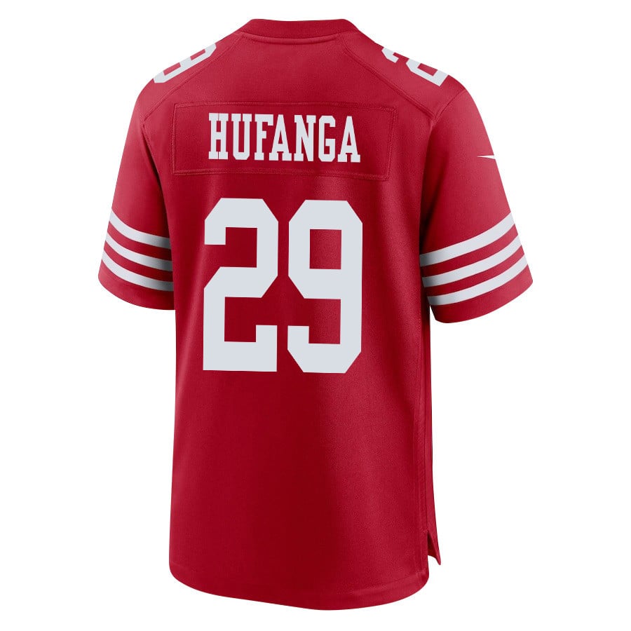Talanoa Hufanga 29 San Francisco 49ers Super Bowl LVIII Patch Game Scarlet NFL Jersey Men's