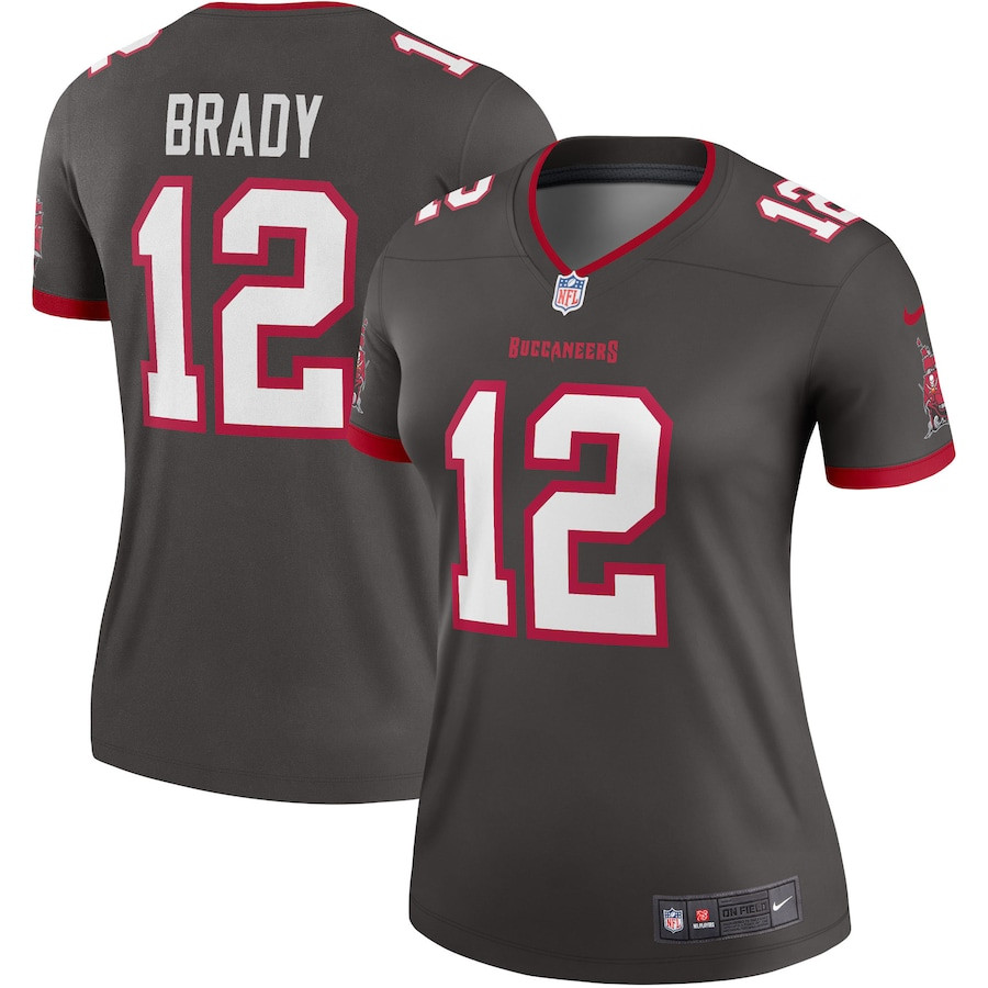 Tom Brady 12 Tampa Bay Buccaneers Alternate Legend Pewter NFL Jersey Women's