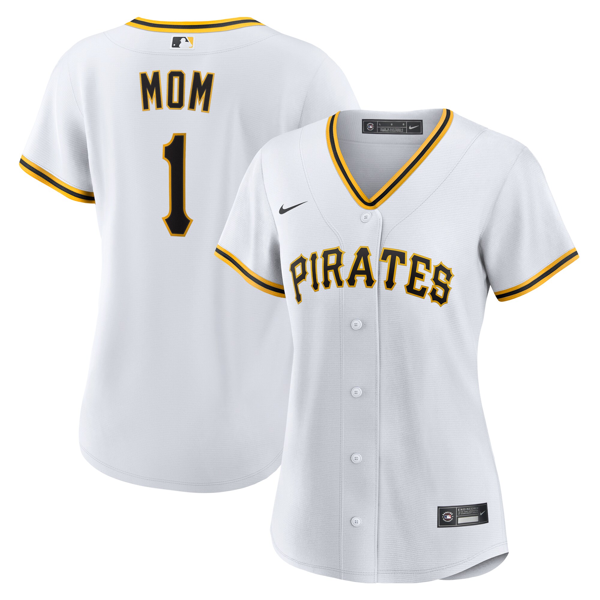 Pittsburgh Pirates White #1 Mom Home MLB Jersey Women's