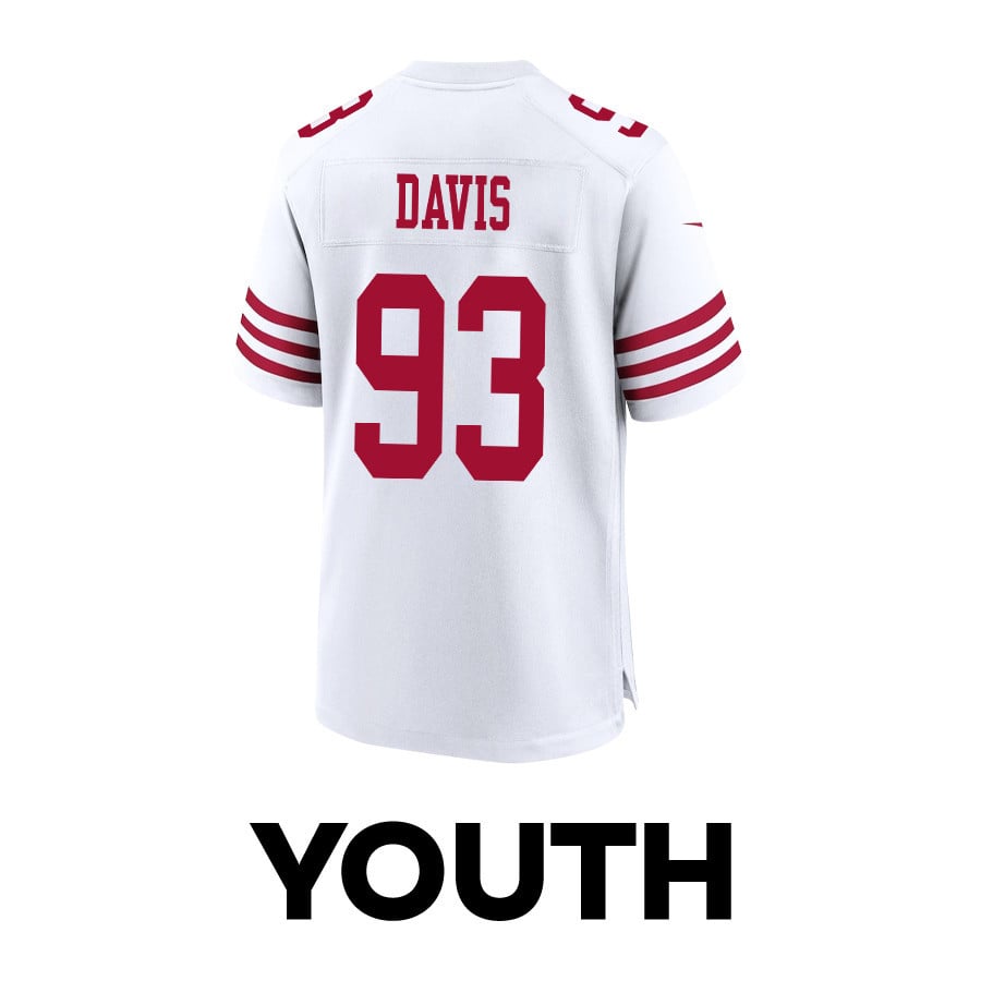 Kalia Davis 93 San Francisco 49ers Super Bowl LVIII Patch Game White NFL Jersey Youth