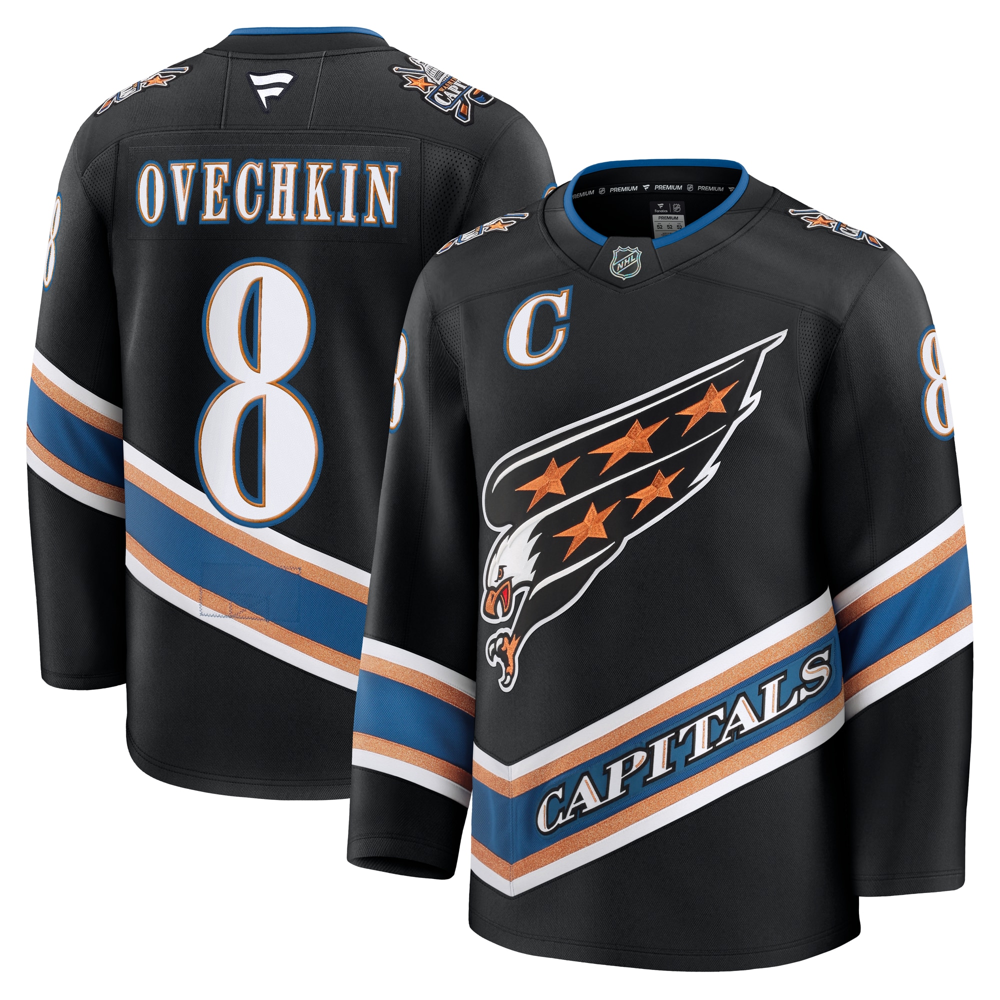 Washington Capitals Alexander Ovechkin Black Alternate 50th Anniversary Premium NHL Jersey Men's