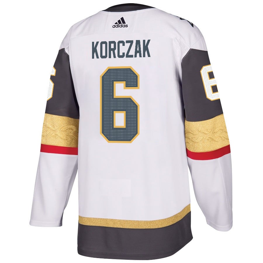 Kaedan Korczak 6 Vegas Golden Knights Stanley Cup 2023 Final Patch Away Breakaway White NHL Jersey Men's