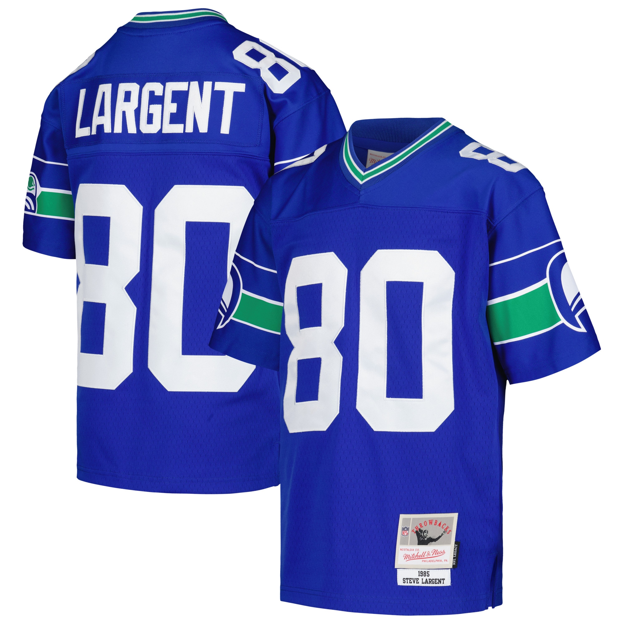 Seattle Seahawks Steve Largent Mitchell Ness Royal 1985 Retired Player Legacy NFL Jersey Youth