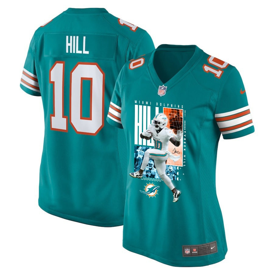 Tyreek Hill 10 Miami Dolphins The Cheetah Game Aqua NFL Jersey Women's