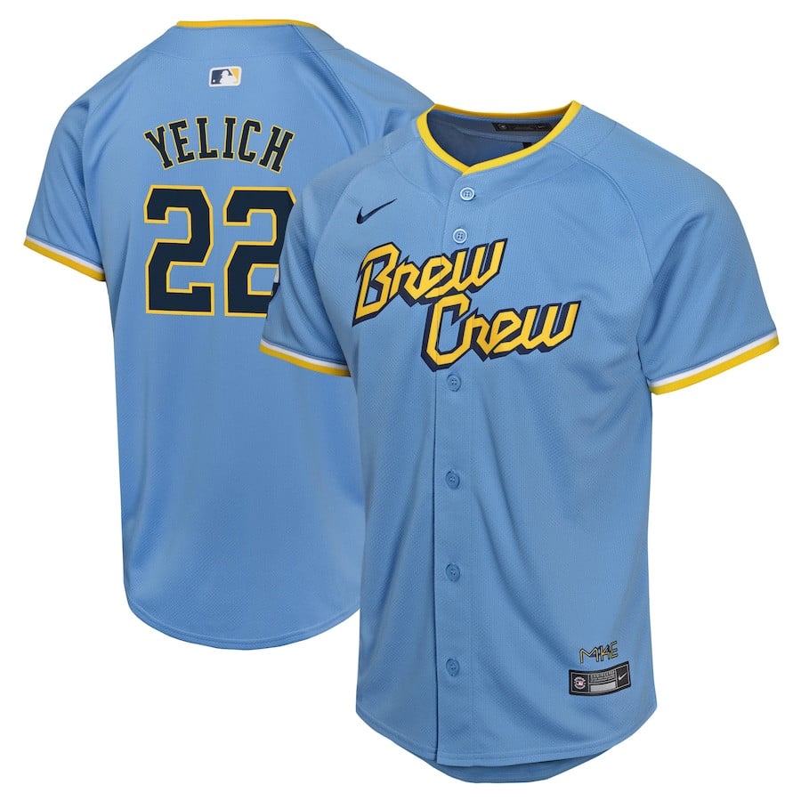 Christian Yelich 22 Milwaukee Brewers City Connect Limited Powder Blue MLB Jersey Youth