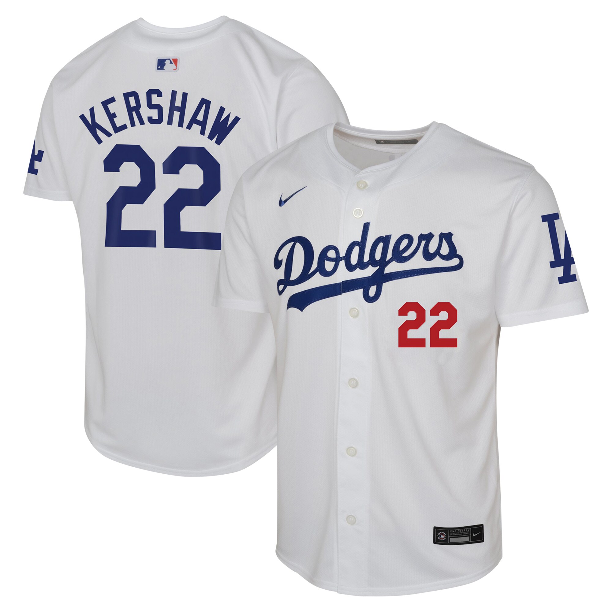 Los Angeles Dodgers Clayton Kershaw White Home Limited MLB Jersey Youth