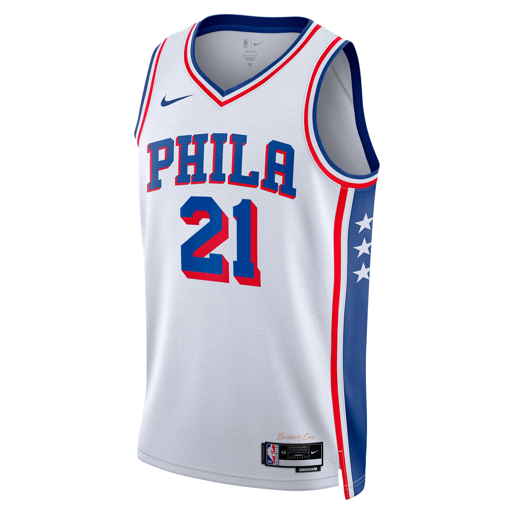 Camiseta Association Swingman de los Philadelphia 76ers Blanco Joel Embii Unisex NBA Jersey Unisex