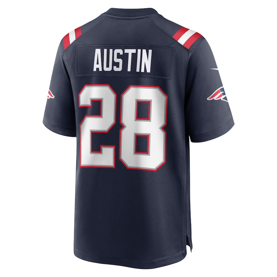 Alex Austin 28 New England Patriots Team Game Navy NFL Jersey Men's