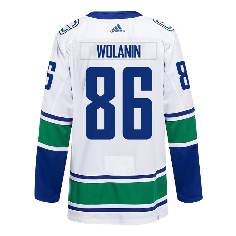 Christian Wolanin 86 Vancouver Canucks 2024 Playoffs Patch Away White NHL Jersey Men's