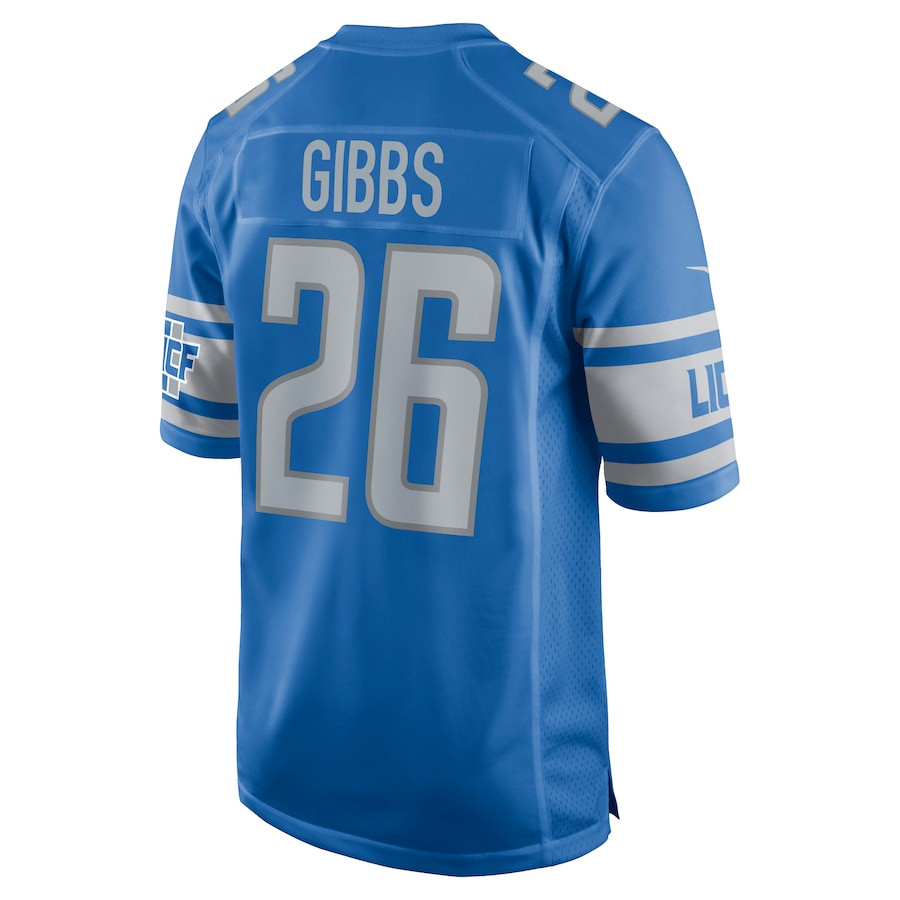 Jahmyr Gibbs 26 Detroit Lions Game Blue NFL Jersey Men's