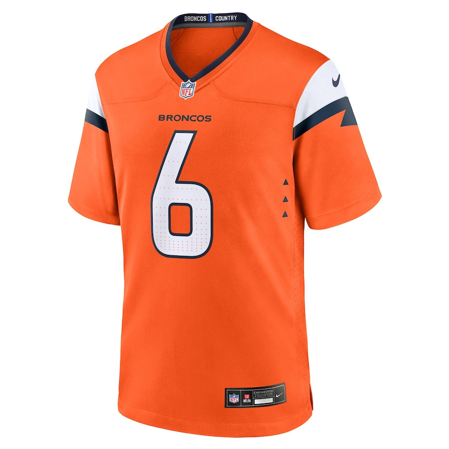 P.J. Locke 6 Denver Broncos Team Game Orange NFL Jersey Men's
