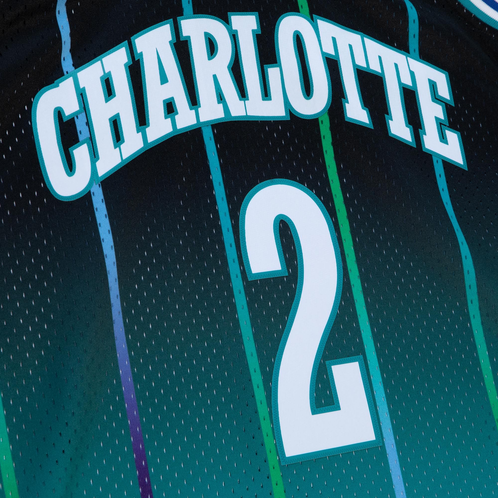 Mitchell Ness Larry Johnson Teal/Black Charlotte Hornets 1992/93 Hardwood Classics Fadeaway Swingman Player NBA Jersey Men's