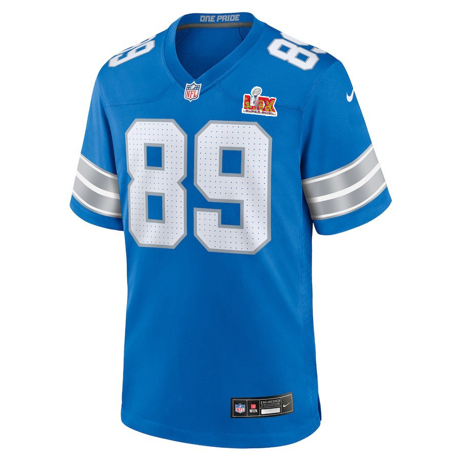 Brock Wright #89 Detroit Lions Super Bowl LIX Blue NFL Jersey Youth