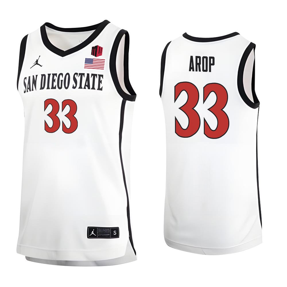 Aguek Arop 33 San Diego State Aztecs 2023 MW Logo- Me White NCAA Jersey Men's