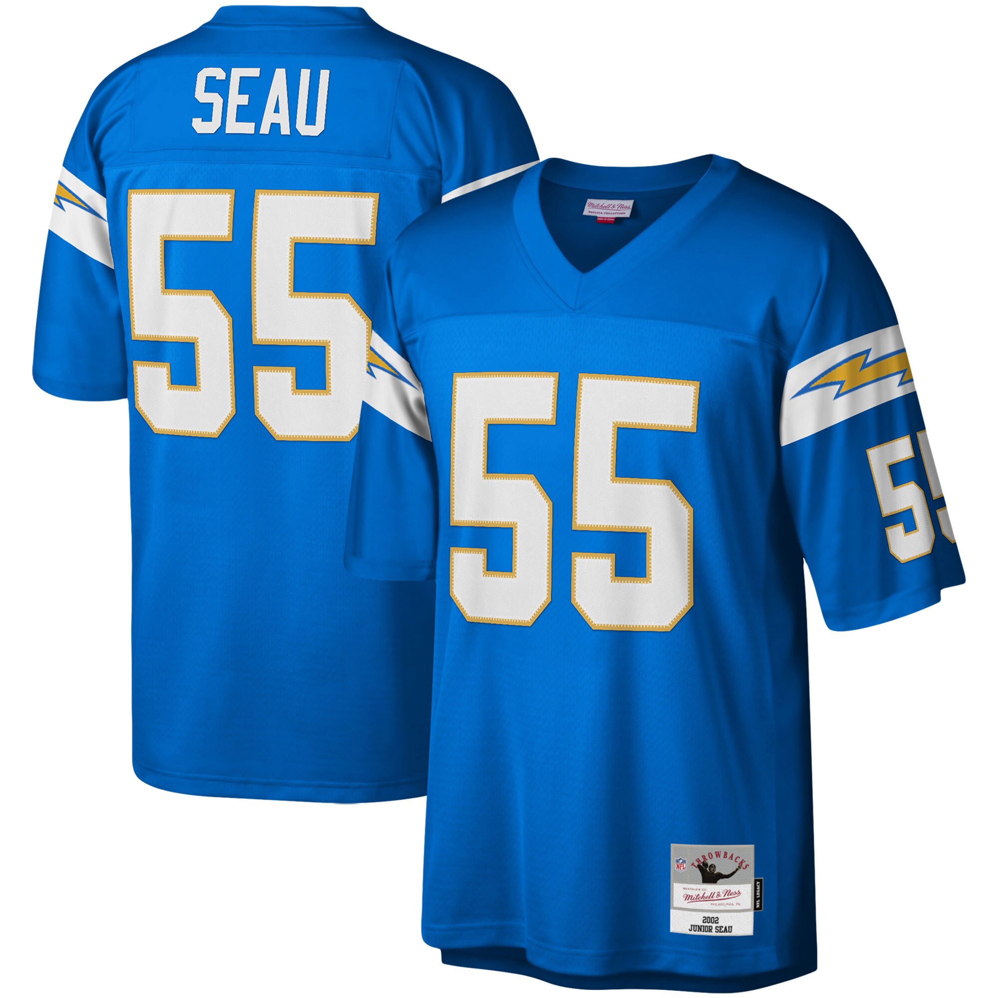 Los Angeles Chargers Junior Seau Mitchell Ness Powder Blue Big Tall 2002 Retired Player NFL Jersey Men's