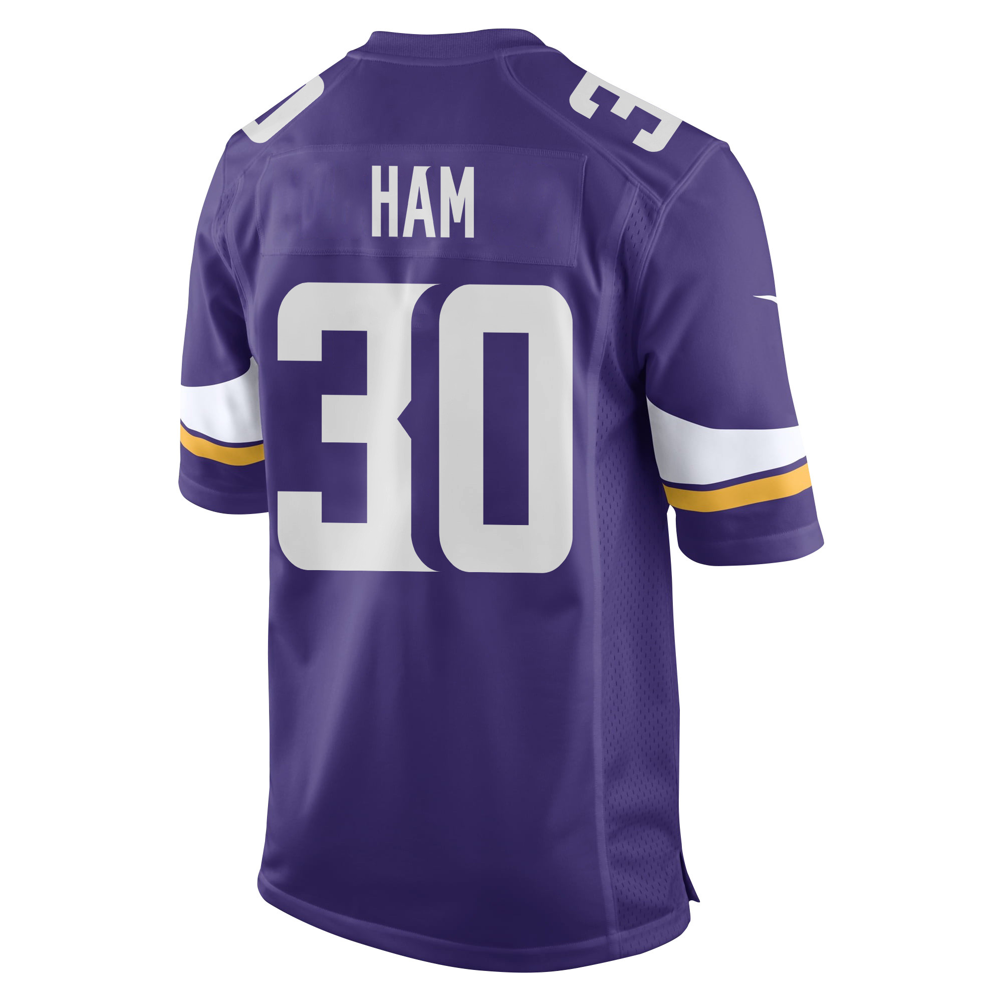 C.J. Ham 30 Minnesota Vikings Super Bowl LIX New Orleans Patch Game Purple NFL Jersey Men's