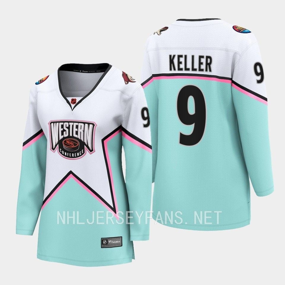 Clayton Keller 9 Arizona Coyotes 2023 All Star Game White Equipment NHL Jersey Men's
