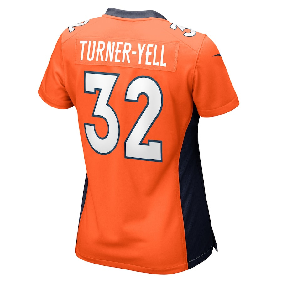 Delarrin Turner-Yell 32 Denver Broncos Game Orange NFL Jersey Women's