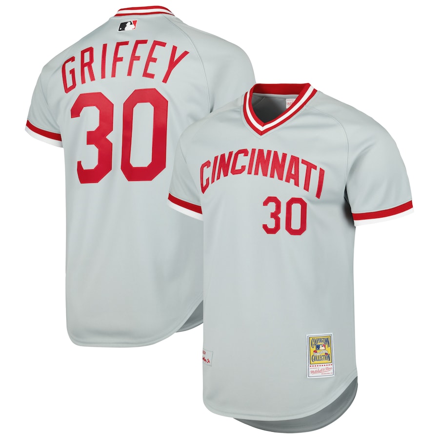 Ken Griffey Jr. Cincinnati Reds Mitchell&Ness 2004 Cooperstown Collection Throwback Jersey Gray