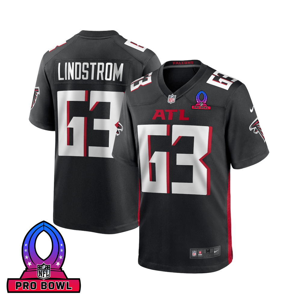 Chris Lindstrom 63 Atlanta Falcons 2025 Pro Bowl Patch Game Black NFL Jersey Men's