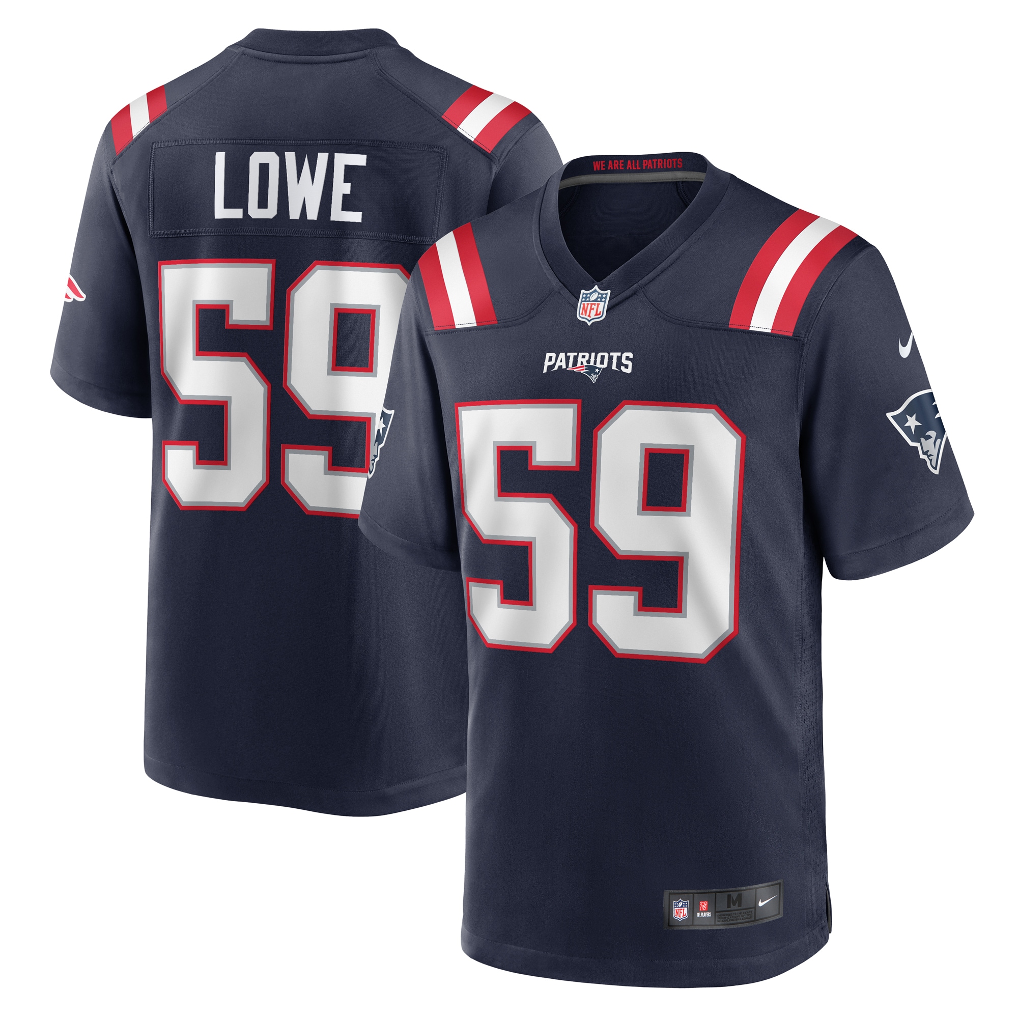 New England Patriots Vederian Lowe Navy Team Game NFL Jersey Men's