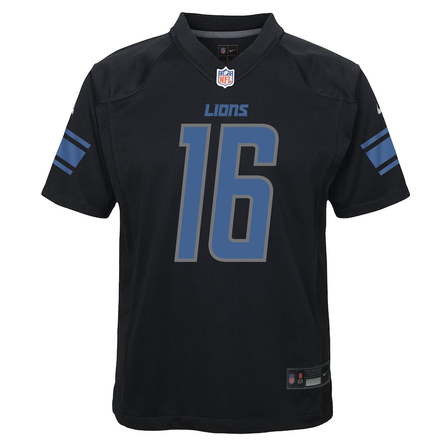 Jared Goff 16 Detroit Lions Fashion Game Black NFL Jersey Youth