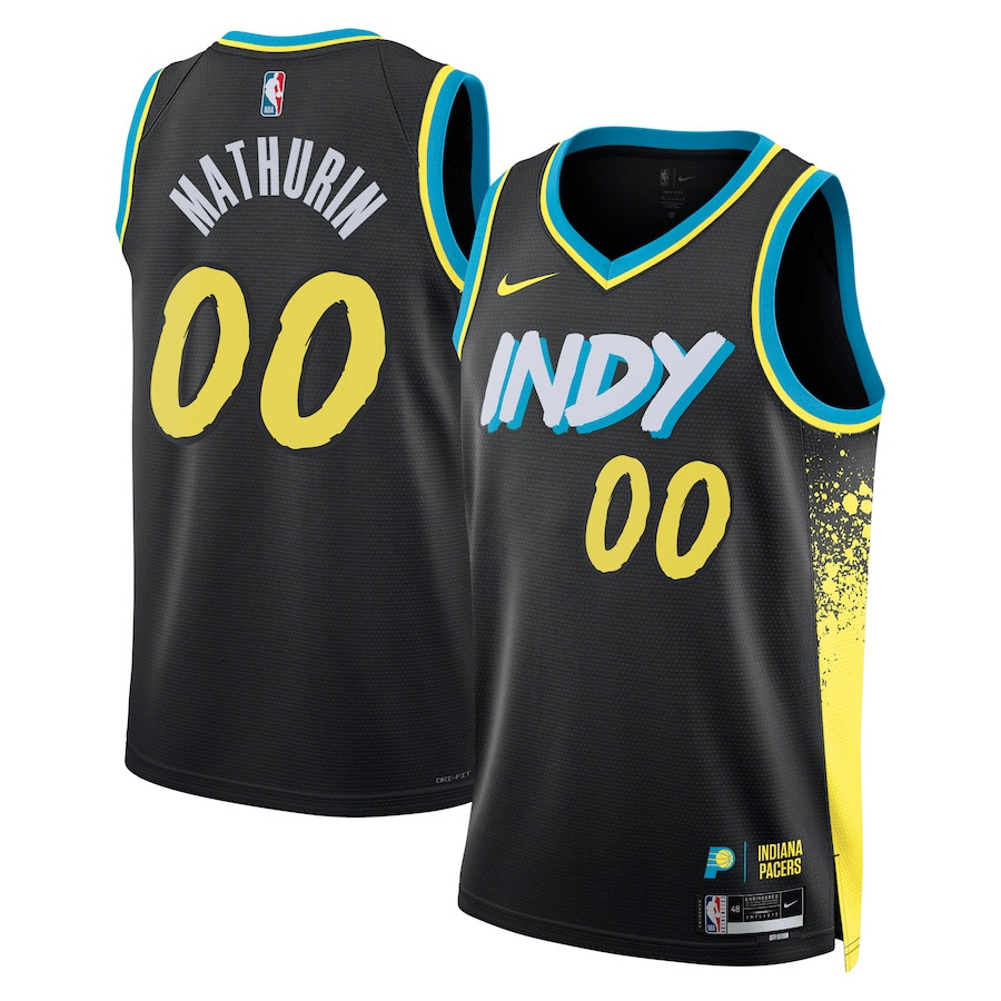 Bennedict Mathurin 00 Indiana Pacers 2023/24 City Edition Swingman Black NBA Jersey Men's