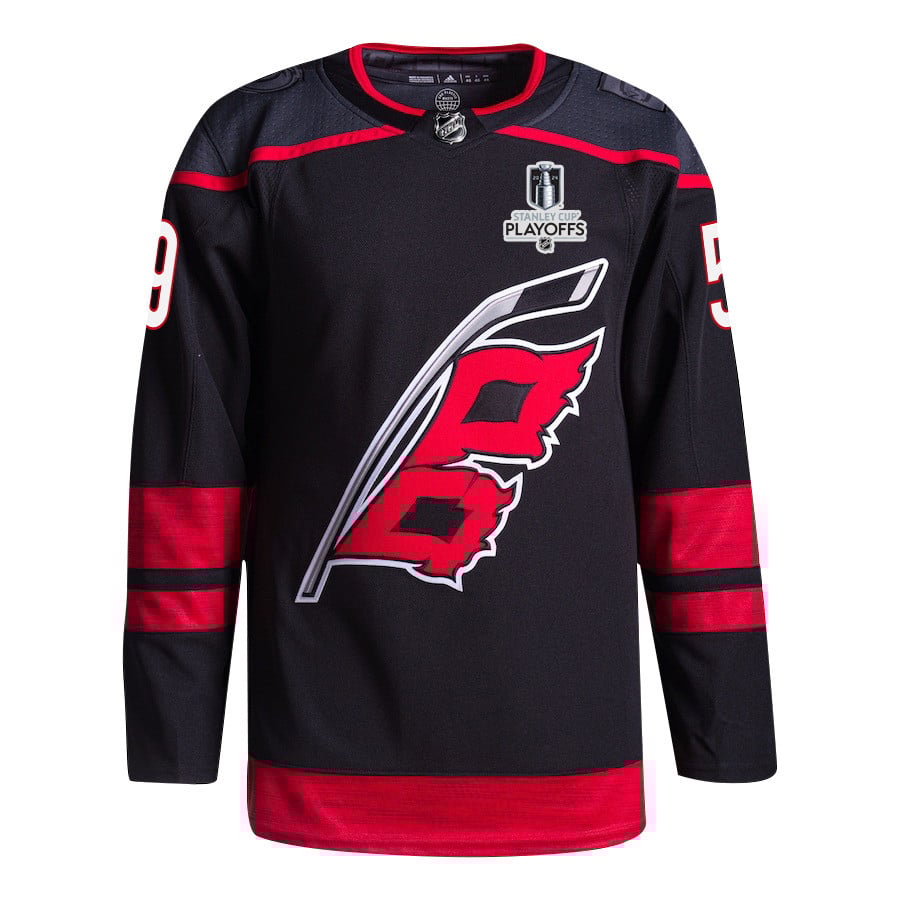 Jake Guentzel 59 Carolina Hurricanes 2024 Playoffs Patch Home Black NHL Jersey Men's