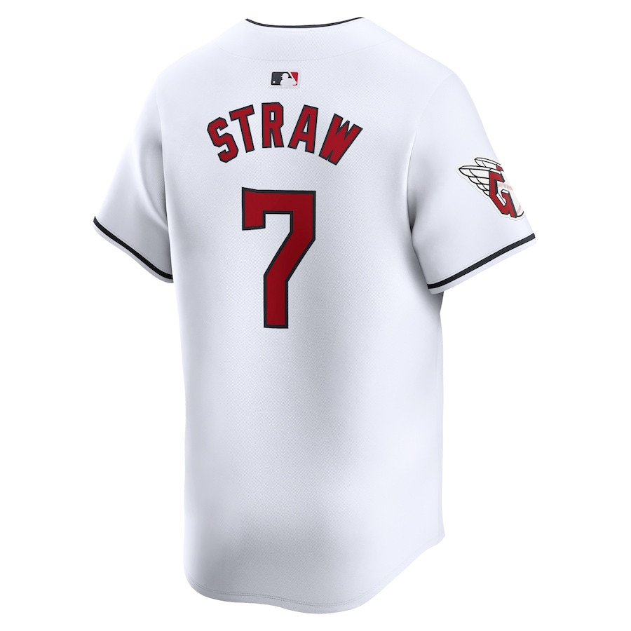 Myles Straw 7 Cleveland Guardians Home Limited Player White MLB Jersey Men's