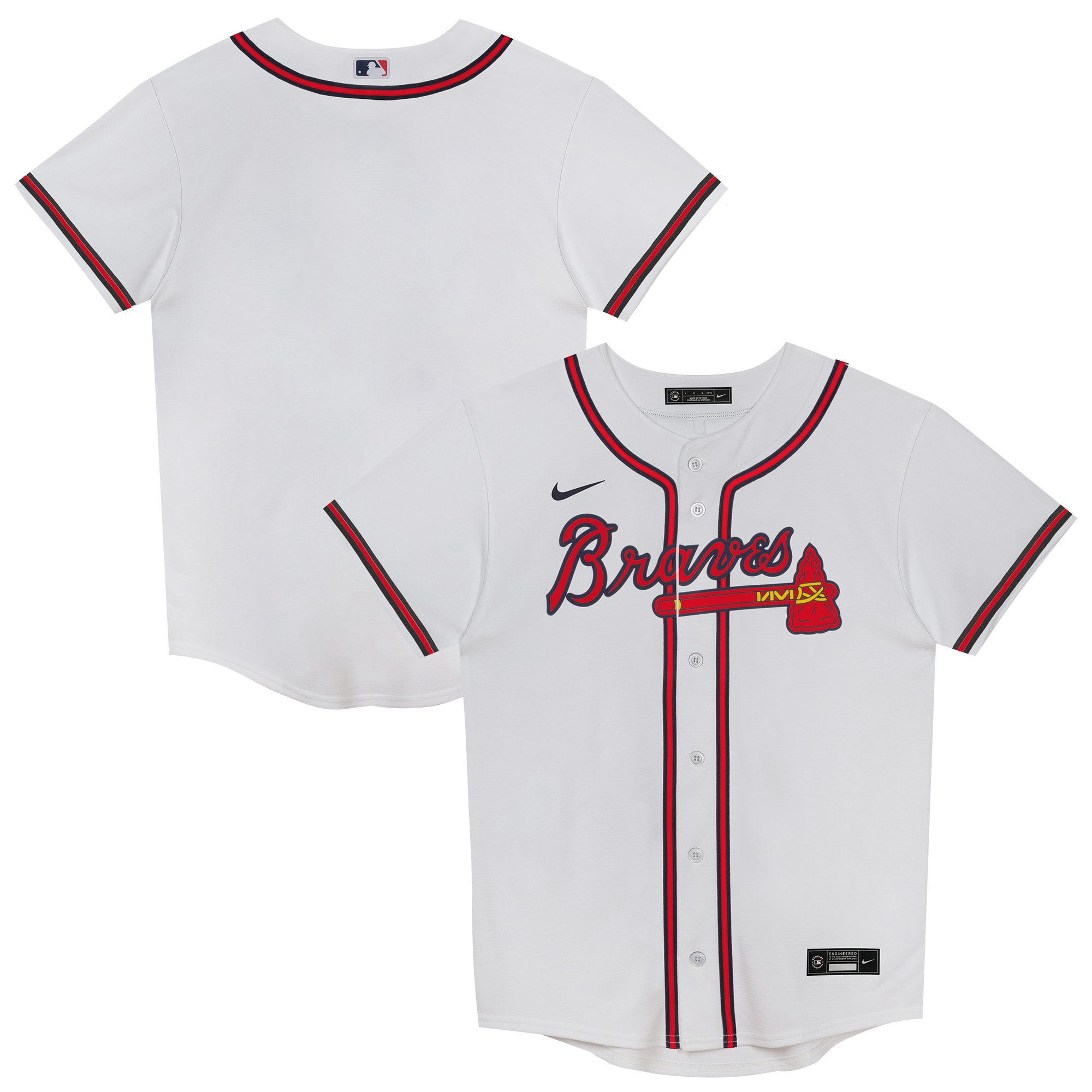 Juvenile Atlanta Braves White Home Blank MLB Jersey Men's