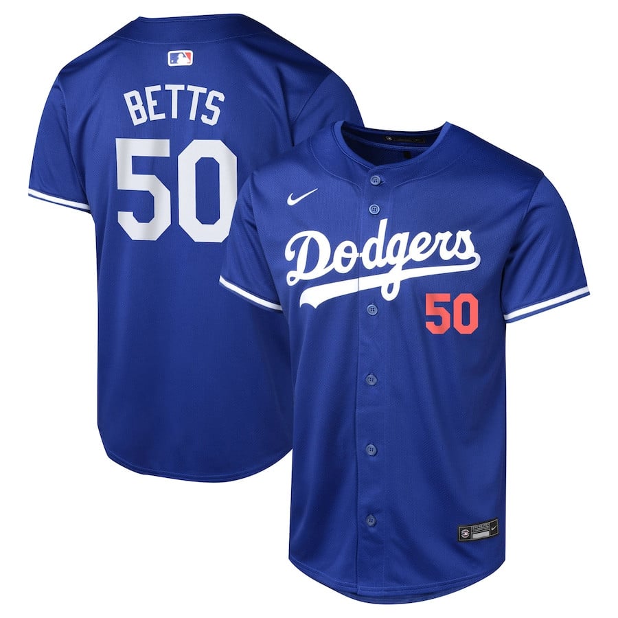 Mookie Betts 50 Los Angeles Dodgers Alternate Limited Royal MLB Jersey Youth