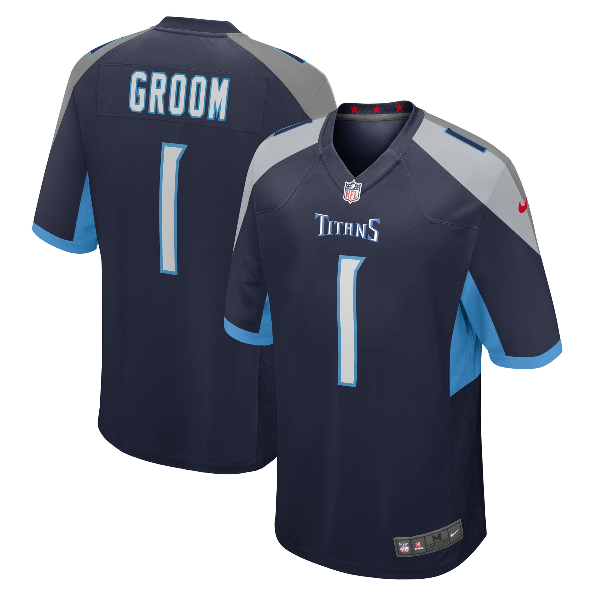 Tennessee Titans Number 1 Groom Navy Game NFL Jersey Men's