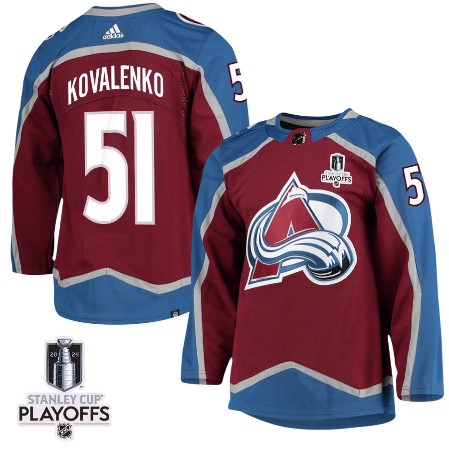 Nikolai Kovalenko 51 Colorado Avalanche 2024 Playoffs Patch Home Men NHL Jersey Men's