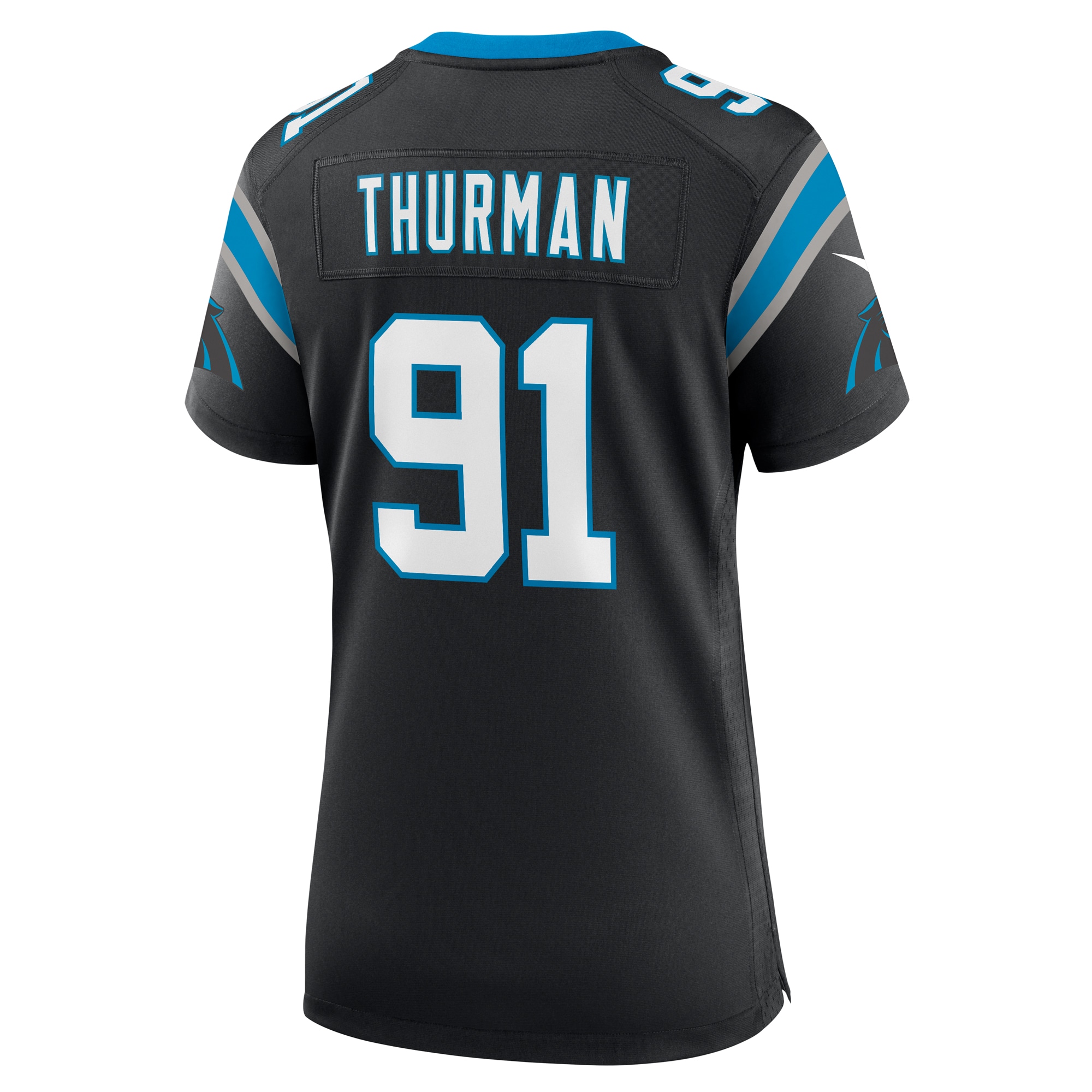 Carolina Panthers Nick Thurman Black Team Game NFL Jersey Women's