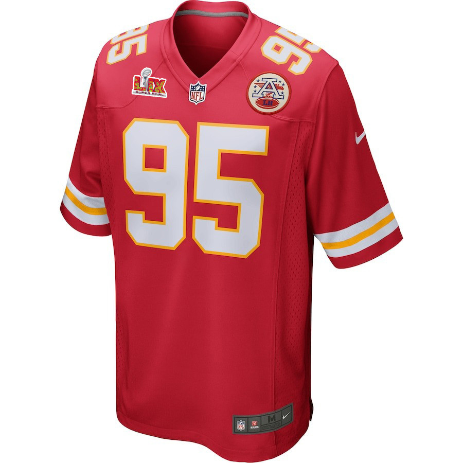 Chris Jones #95 Kansas City Chiefs Super Bowl LIX Red NFL Jersey Youth
