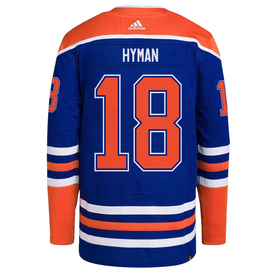Zach Hyman 18 Edmonton Oilers 2024 STANLEY CUP Final Home Primegreen Royal NHL Jersey Men's