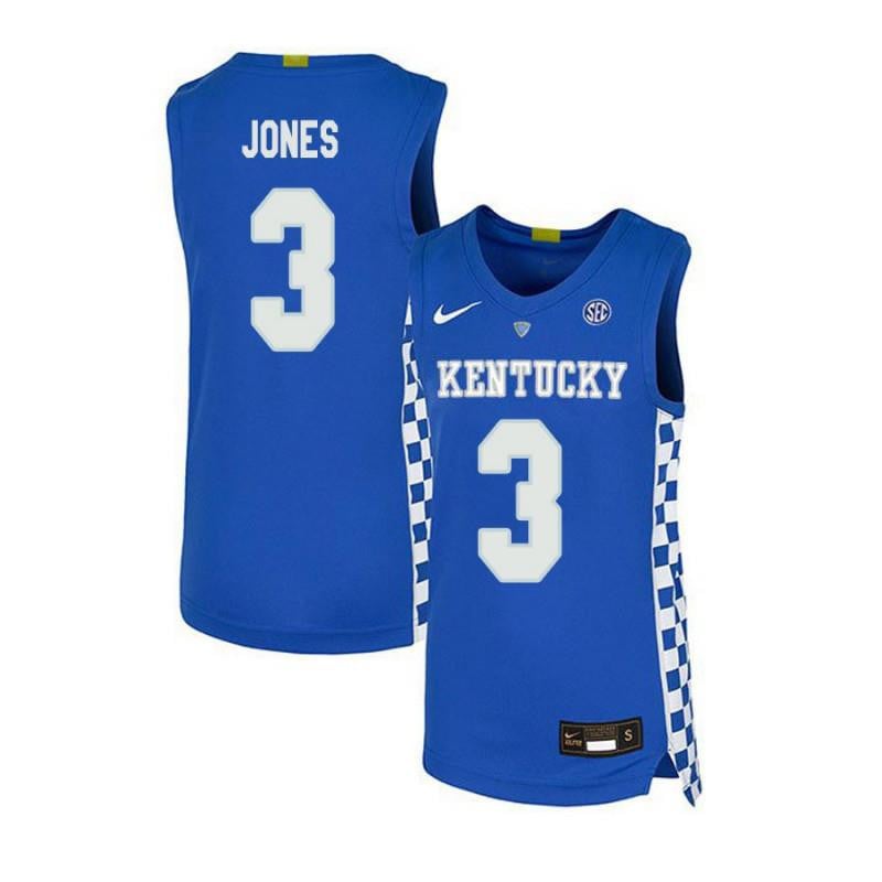 3 Terrence Jones Royal Blue Elite Kentucky Wildcats NCAA Jersey Men's