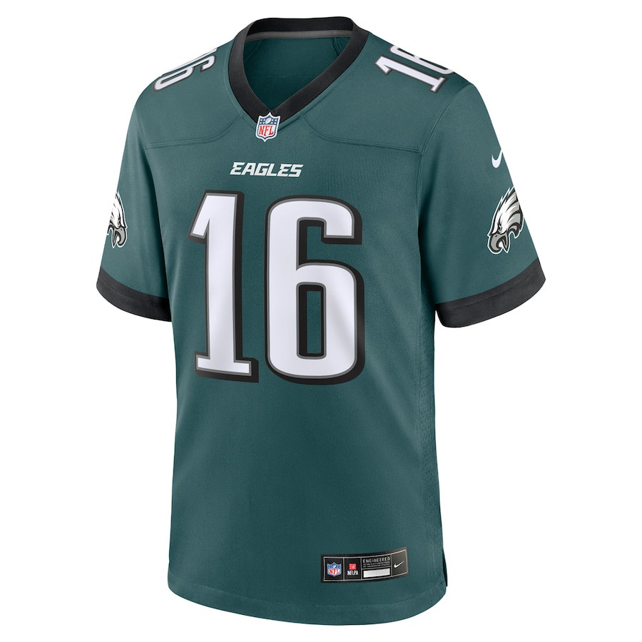 Tanner McKee 16 Philadelphia Eagles Team Game Midnight Green NFL Jersey Men's