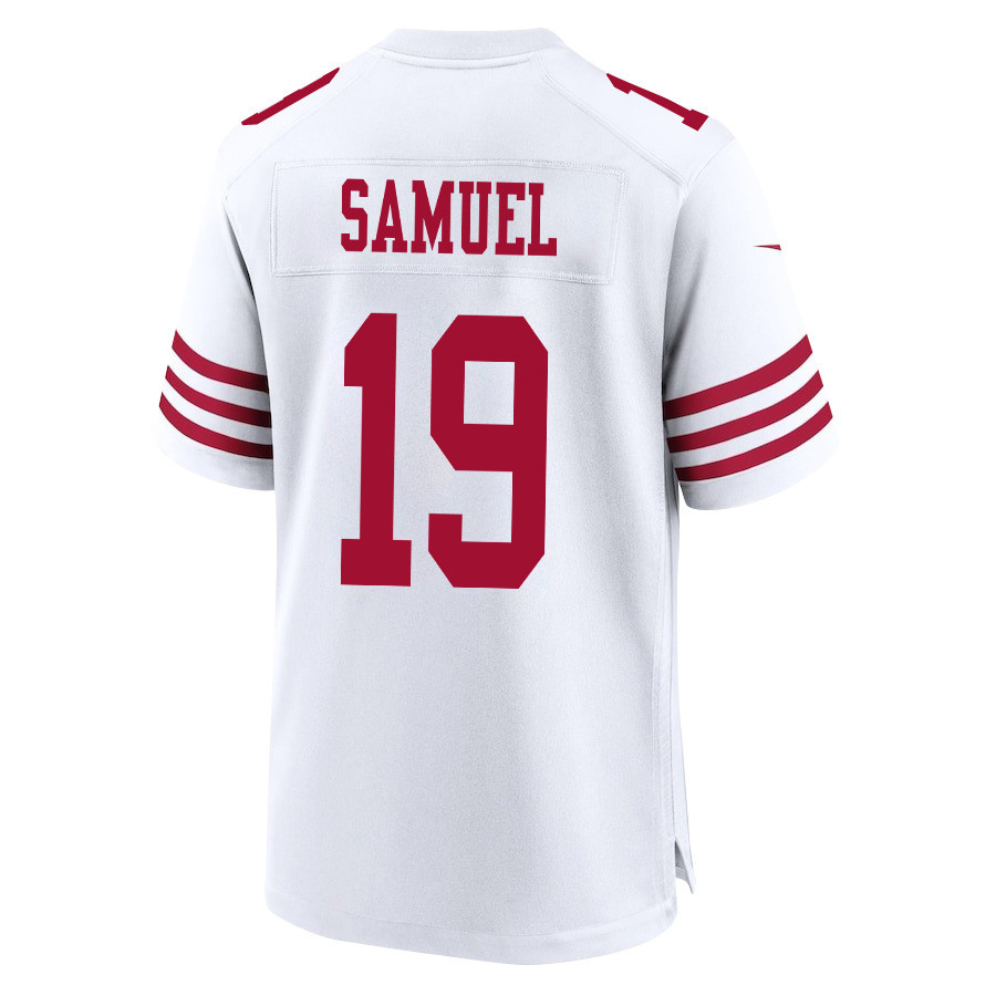 Deebo Samuel 19 San Francisco 49ers Super Bowl LVIII Patch Game White NFL Jersey Men's
