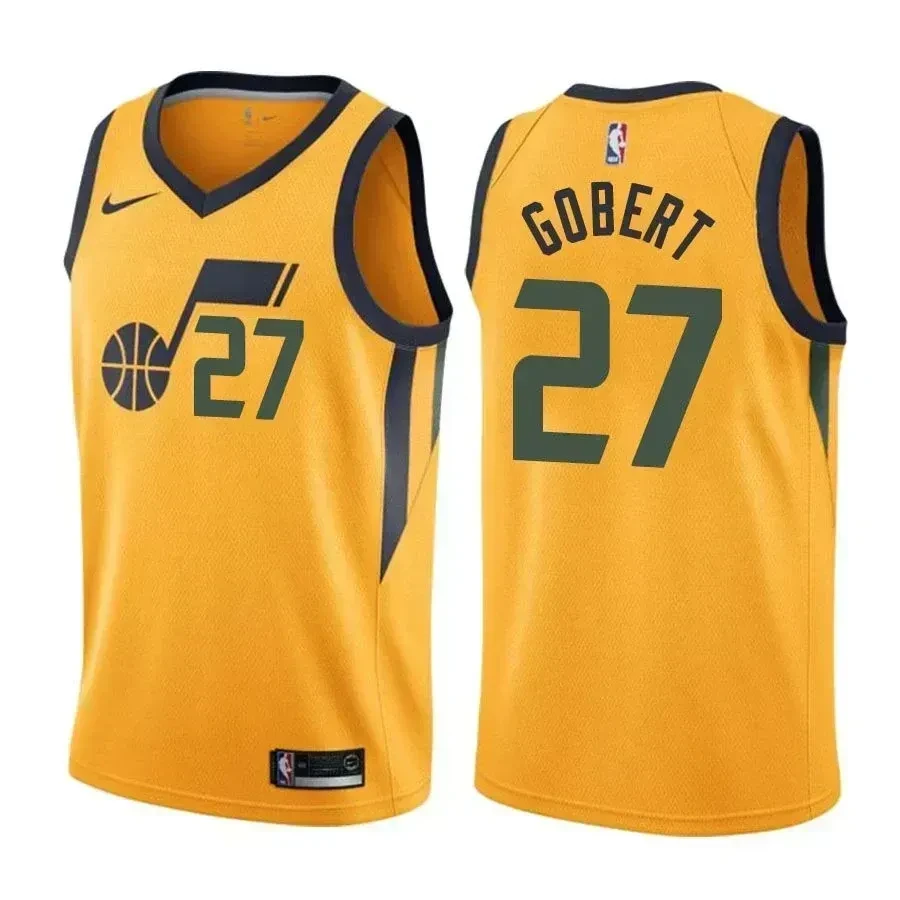 Utah Jazz Rudy Gobert 27 Statet Yellow NBA Jersey Men's