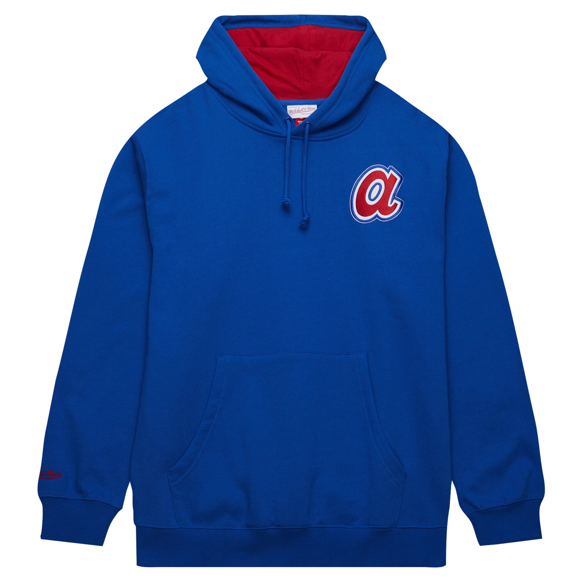 Atlanta Braves Hank Aaron Mitchell Ness Royal Vintage Logo Name Number Pullover Hoodie MLB Jersey Men's