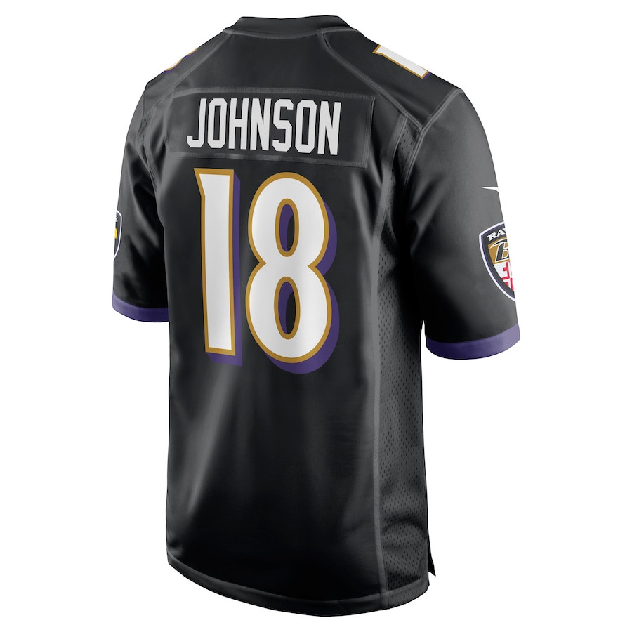 Diontae Johnson 18 Baltimore Ravens Alternate Player Game Black NFL Jersey Men's
