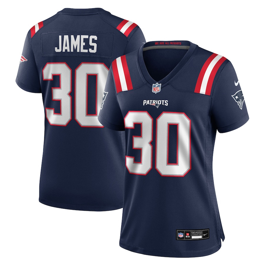 D.J. James 30 New England Patriots Team Game Navy NFL Jersey Women's